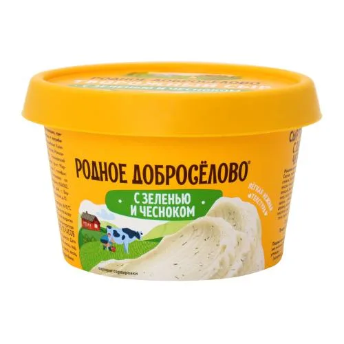 Сыр творожный с зеленью и чесноком Родное Доброселово 65% 150г