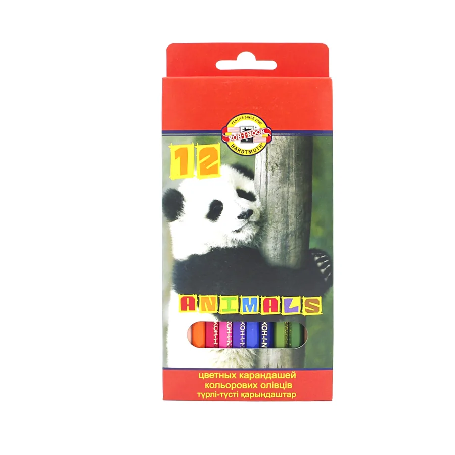 Карандаши 12цв. KOH-I-NOOR ЖИВОТНЫЕ шестигранный 3552,12 anim