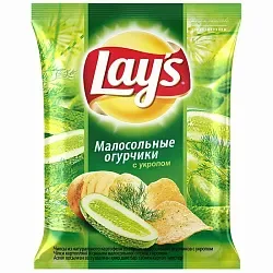Чипсы ЛЕЙС Малосольные огурчики с укропом 140г