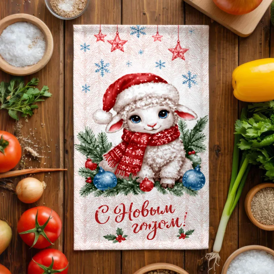 Полотенце Рогожка(150 гр) 35*60 Барашки