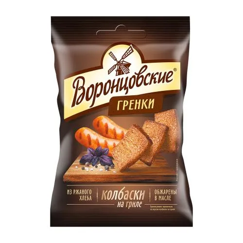 Греночки Воронцовские ржано-пшеничные Колбаски гриль 60г