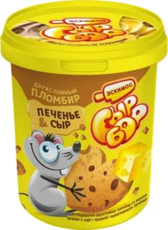 Пломбир двухсл.СЫР-БОР печенье-сыр 12% ведро 300г