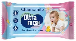Влажные салфетки УЛЬТРА ФРЕШ Ромашка для детей и мам 15шт