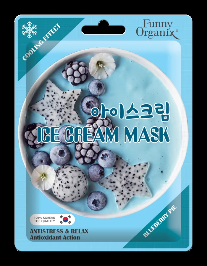 Маска тканевая Funny Organix Blueberry Pie Прохладный релакс, охлаждающая, 22г