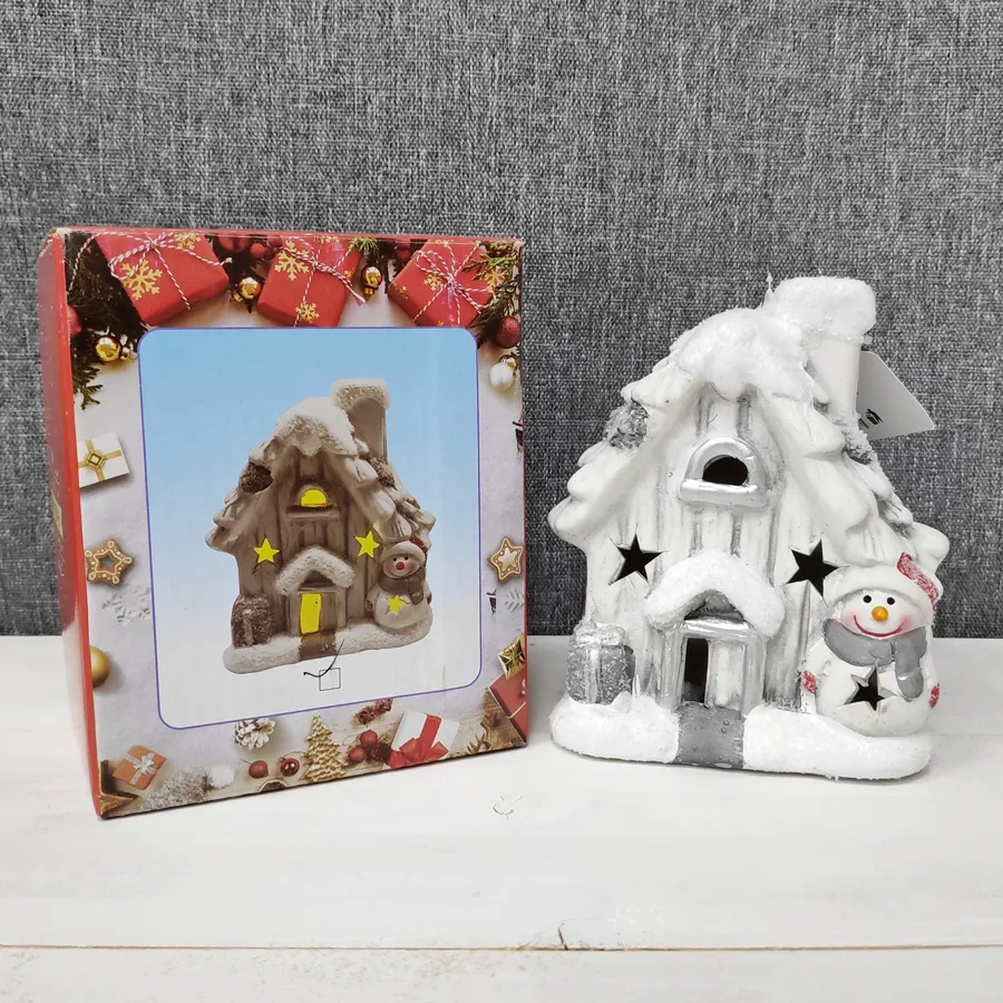 Фигурка новогодняя Домик заснеженный, подсветка, 8.3х10х12.2см