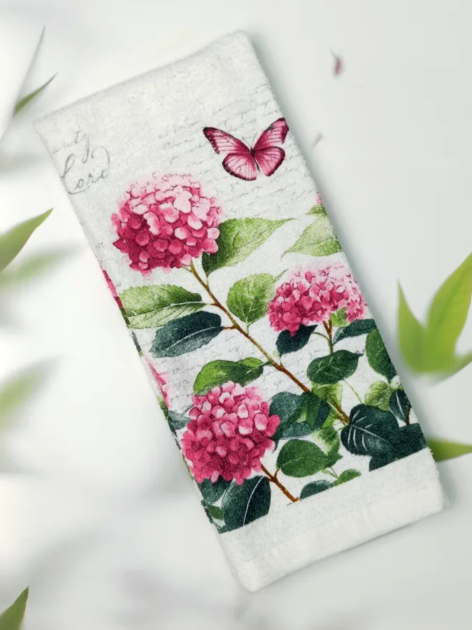 Полотенце кухонное Floral Season Гортензия 2, велюр, 38х63см, 1шт