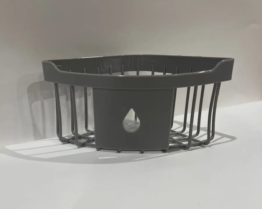 Полка для ванной, угловая, одноярусная, на присосках, 20x14x8.5см, серый